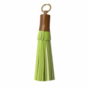 Leather Tassel Keyring Lime