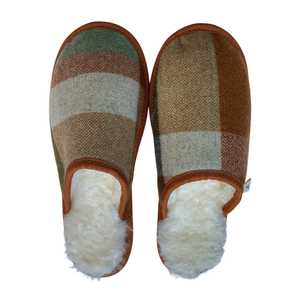 Wardrobe: Rust Multi Plaid Large White Slippers