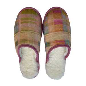 Wardrobe: Pink Check Large White Slippers