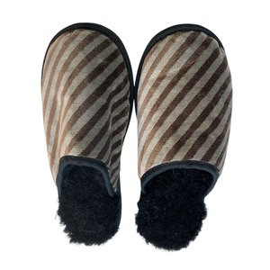 Velvet Stripe XL Black Slippers