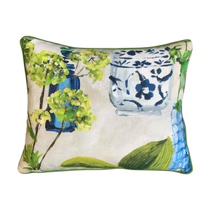 Cushions: Kawana Delft Hydrangea 55x45cm Piped Cushion
