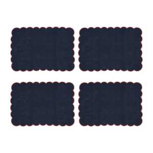 Bedroom: Navy and Red Scalloped Placemat Set