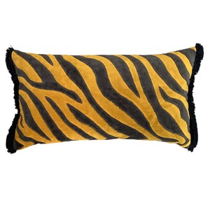 Gold Tiger Stripe Velvet 55x35cm Cushion