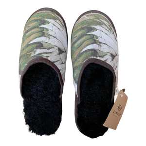 Gifts Under 201: Abstract Olive Large Black Slippers