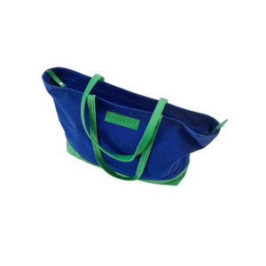 Leather Tote Bags: The Little & Fox Tote Royal Blue with Emerald leather