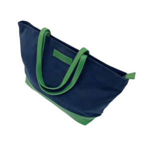 Leather Tote Bags: The Little & Fox Tote Indigo with Emerald leather