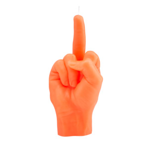 Neon Orange F*ck You Candle Hand