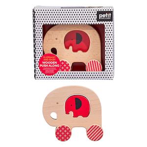 Push Pull: Petit Collage | Wooden Push Along - Elephant