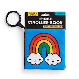 Fabric Wooden Books: Mud Puppy | Crinkle Fabric Stroller Book - Rainbow World