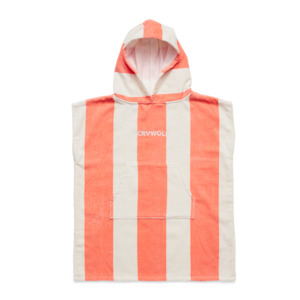 Beach Towels: Crywolf | Hooded Towel - Coral Stripe