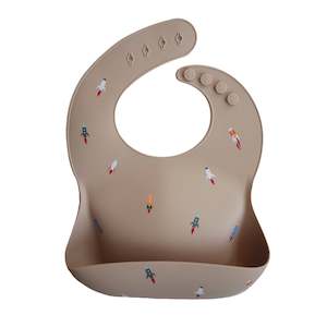 Silicone Bibs: Mushie | Silicone Baby Bib - Rockets