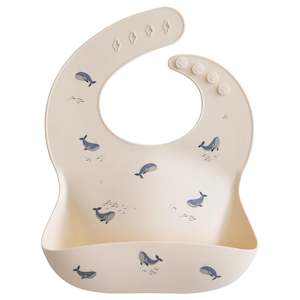 Silicone Bibs: Mushie | Silicone Baby Bib - Whales
