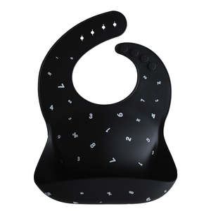 Silicone Bibs: Mushie | Silicone Baby Bib - Numbers Black