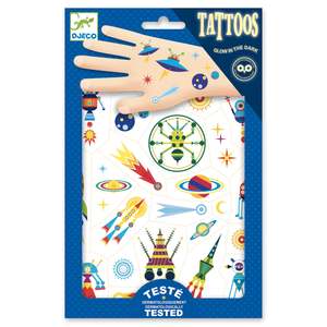 Temporary Tattoos: Djeco | Tattoos - Glow in the Dark Space Oddity