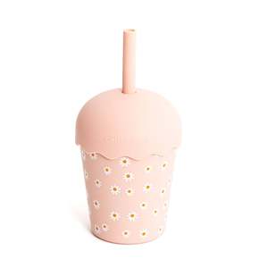 Travel Cups: Chino Club | Pink Daisy - Mini Smoothie Cup & Straw 200ml