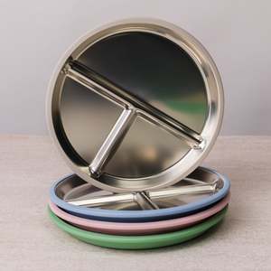 Utensils: Nestling | Stainless Steel Suction Divided Plate (23cm)