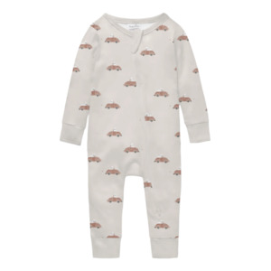 Aster And Oak: CLASSIC CAR ZIP ROMPER || Beige | Aster & Oak