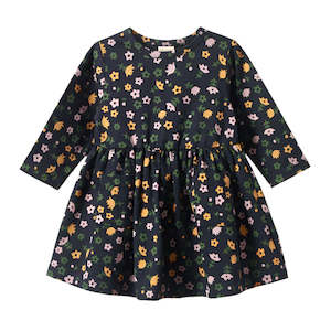 LONG SLEEVE TWIRL DRESS | Navy Pollyanna Print | Nature Baby