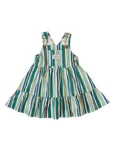 Dresses Skirts: TULLY TIERED PINAFORE DRESS STRIPE EVERGREEN STRIPE | Goldie + Ace