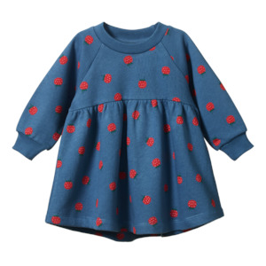 INES DRESS Raspberry Blue Print | Nature Baby