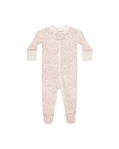 Onesies Sleepwear: Zip Long Sleeve Sleeper Footie || Pink Blossom | Quincy Mae