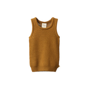 1yr: MERINO KNIT VEST || Toffee Chunky Knit |Nature Baby