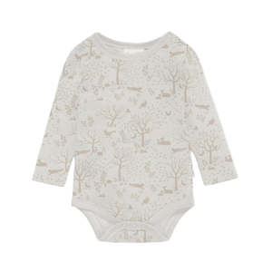 Aster And Oak: Woodland Ditsy LS Onesie || Natural | Aster & Oak