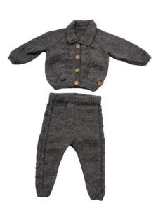 0-3M Grey Alpaca Cardigan + Pants Set | Ida & Ish