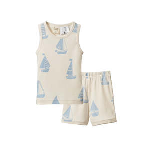 SINGLET PYJAMA SET | Regatta Blue Print | Nature Baby