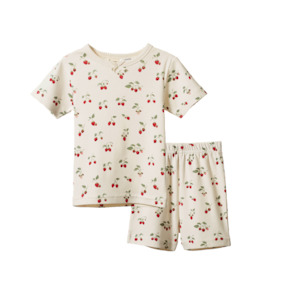 SHORTIE PYJAMA SET. Strawberry Blush Print | Nature Baby
