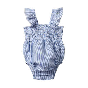 Bodysuits: GALA SUIT LINEN | Blue Stripe | Nature Baby