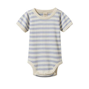 Bodysuits: REN BODYSUIT | Zen Blue Sea Stripe | Nature Baby