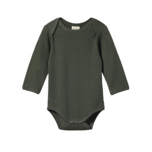 LONG SLEEVE BODYSUIT POINTELLE - Thyme | Nature Baby