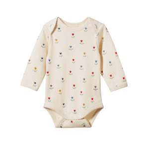 Bodysuits: LONG SLEEVE BODYSUIT - Delphine Print | Nature Baby