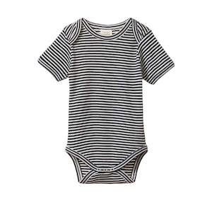 Bodysuits: SHORT SLEEVE BODYSUIT - Navy Stripe | Nature Baby