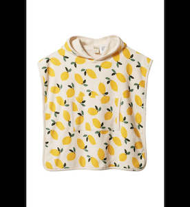 Poncho Towel | Lemon Print Terry | Nature Baby
