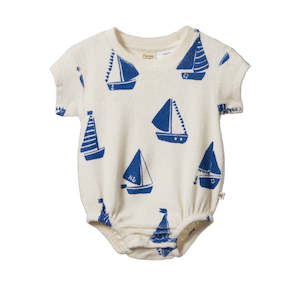 0 3: Juno Romper Terry || Regatta Print Terry | Nature Baby