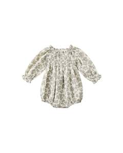 3 6m: EDEN ROMPER || GREEN FLORAL | Quincy Mae