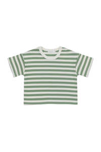 Jamie Kay: Pima Cotton Wesley Tee - Essential Stripe Parchment/ Snow Pea | Jamie Kay