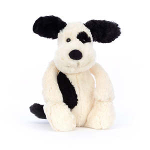 Jellycat: Bashful Black & Cream Puppy - Medium | Jellycat