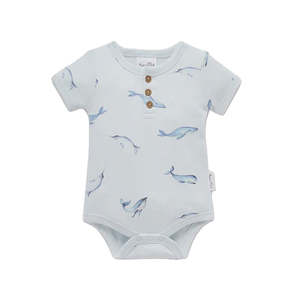 Aster And Oak: Under The Sea Henley Onesie || Blue | Aster & Oak