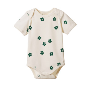 SHORT SLEEVE BODYSUIT || FLORA NATURAL PRINT | Nature Baby
