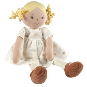 Dolls: Priscy - Blonde Hair Doll with White Linen Dress | Tikiri-Bonikka