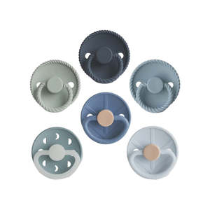 Frigg: 6-Pack Pacifiers - Round Latex - Endless Sea | FRIGG