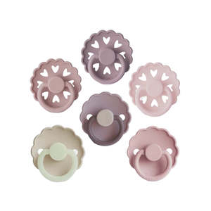 6-Pack Pacifiers - Round Latex - Blooming Love | FRIGG