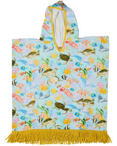 Reef Life Printed Kids Terry Poncho | Kip & Co