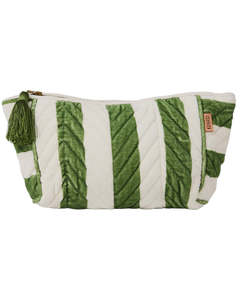Moss Stripe Velvet Toiletry Bag | Kip & Co