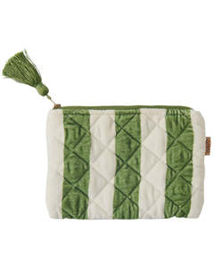 Kip Co: Moss Stripe Velvet Cosmetics Purse | Kip & Co