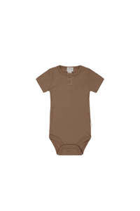 Organic Cotton Modal Darcy Rib Tee Bodysuit - Hojicha | Jamie Kay