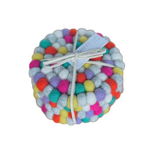 Decor: Felt Ball Coasters - Set of 4 - Bright Multi | SHEEP-ish